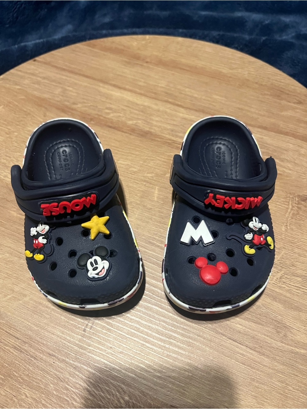 CROCS Navy Kids Sandals with Mickey Mouse Icons